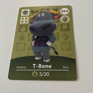 Animal Crossing Amiibo card #062 T-Bone
